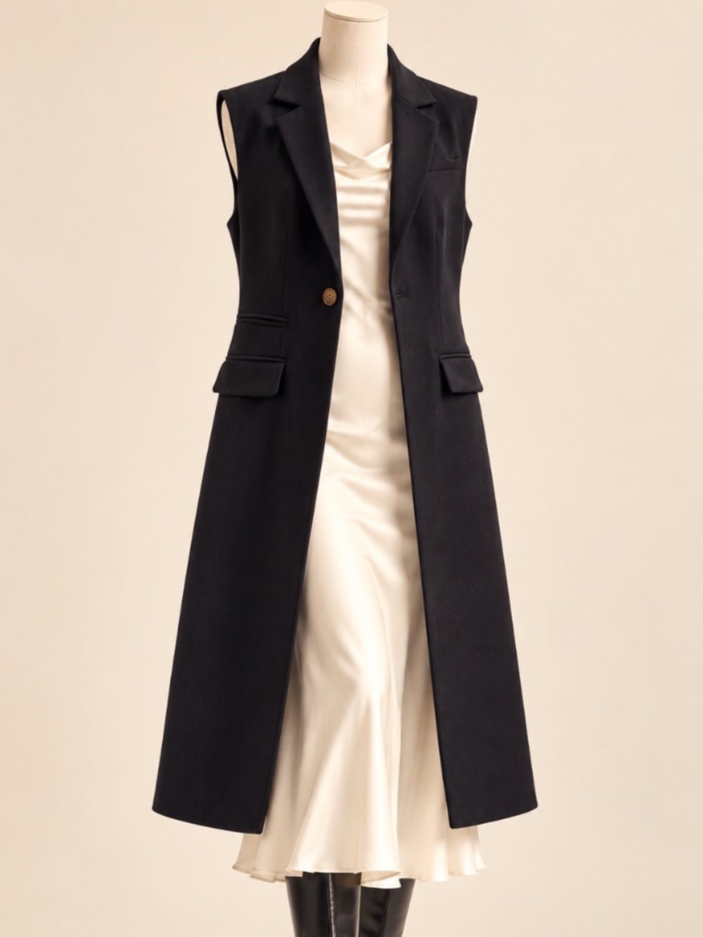 Mare Mare x Anthropologie Black Longline Tailored Vest Size Small